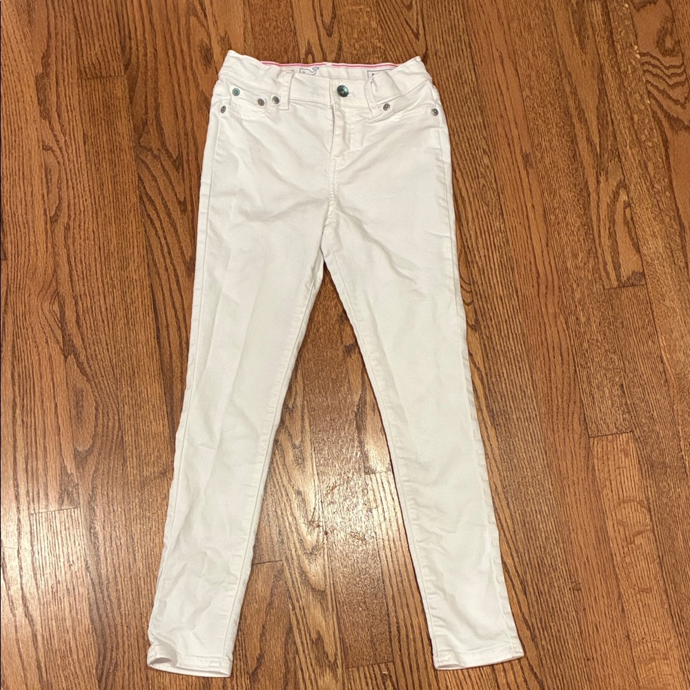 Vineyard Vines White Jeans with Pink Stitching